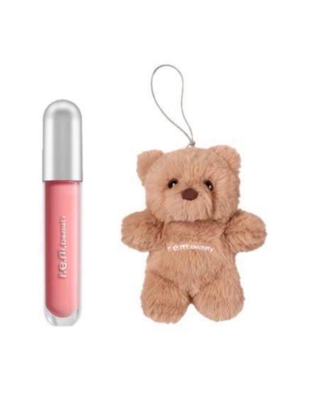 rem beauty bear bag charm + glossy balm combo
